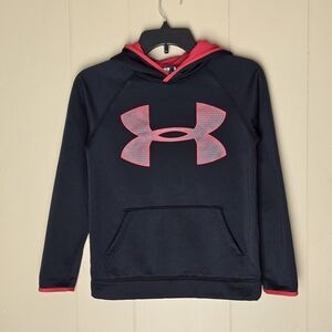 Kid's Under Armour Hoodie Black With Red Logo Size M